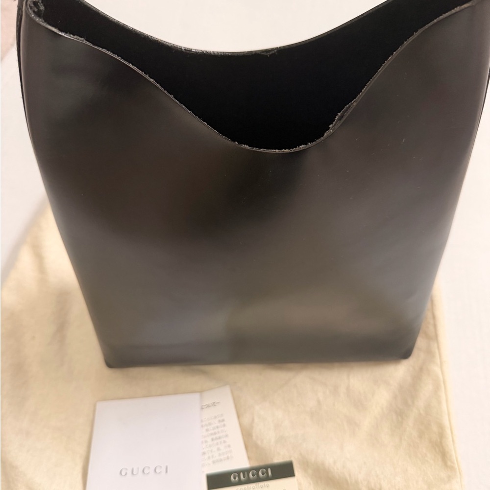 Vintage Gucci Black Leather G logo Buckle Hobo Bag with Attached Mini Bag - Picture 8 of 16